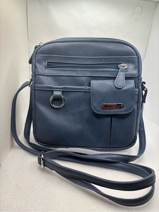 Multisac Handbags - MultiSac North South Zip Around Crossbody Bag Indigo Blue Faux Leather